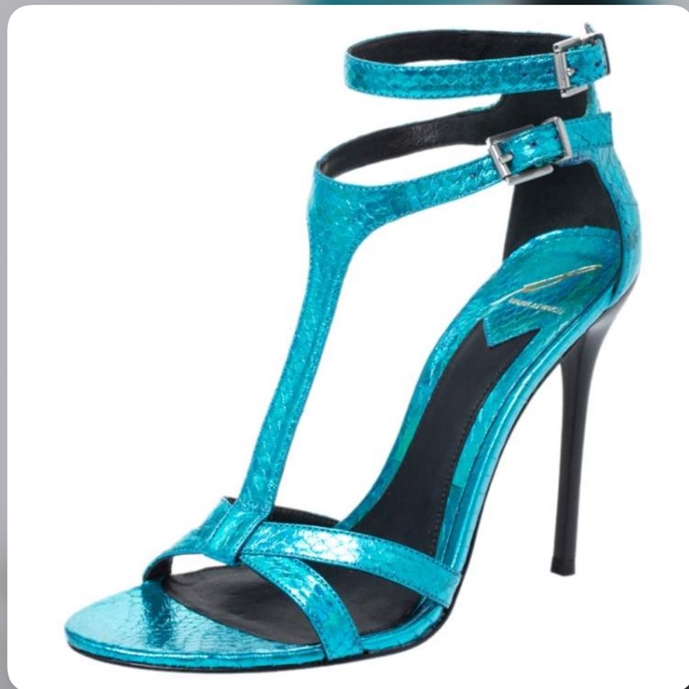 Brian Atwood Metallic Blue Python - image 1